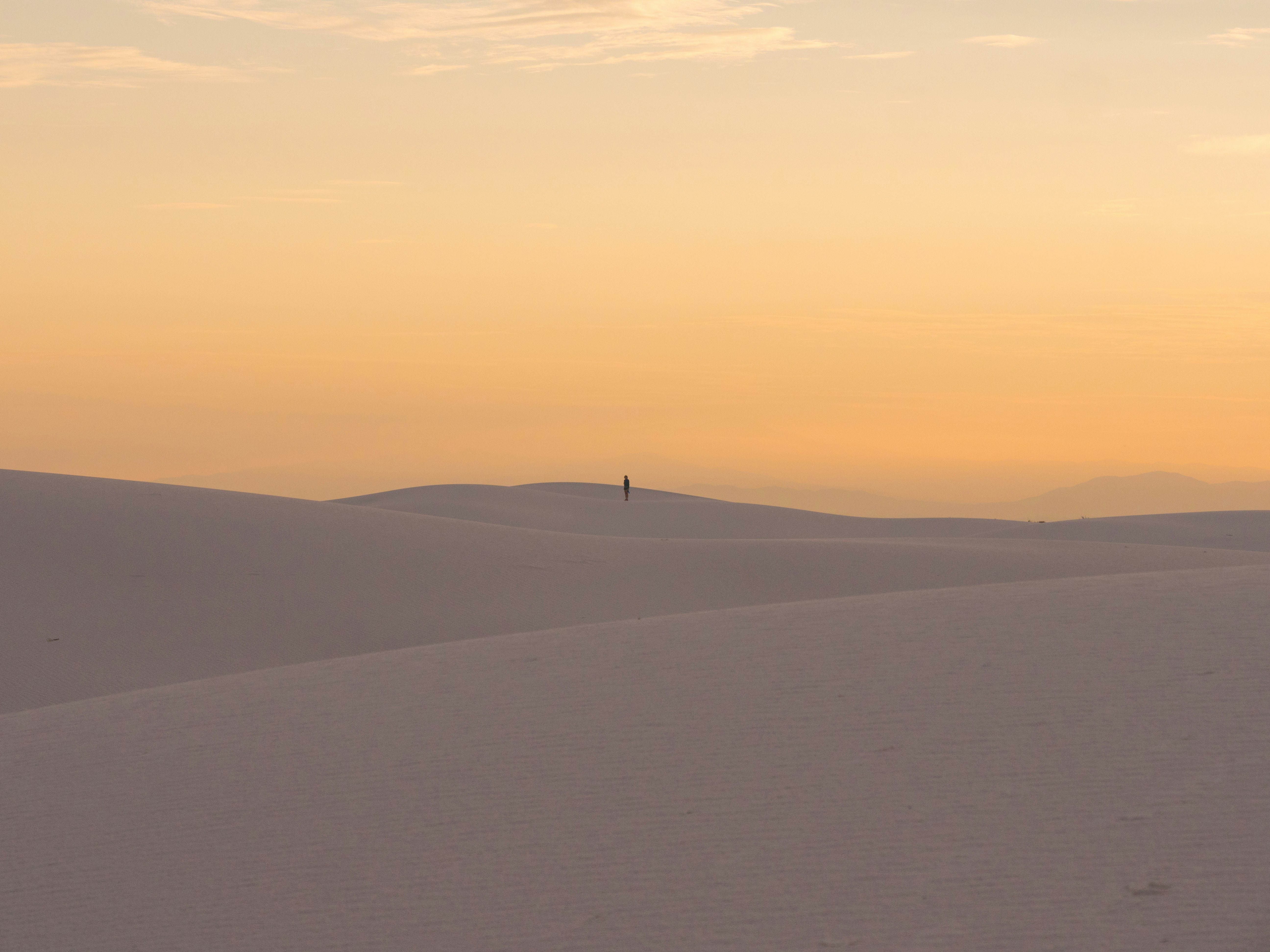 person standing on desert during golden hour